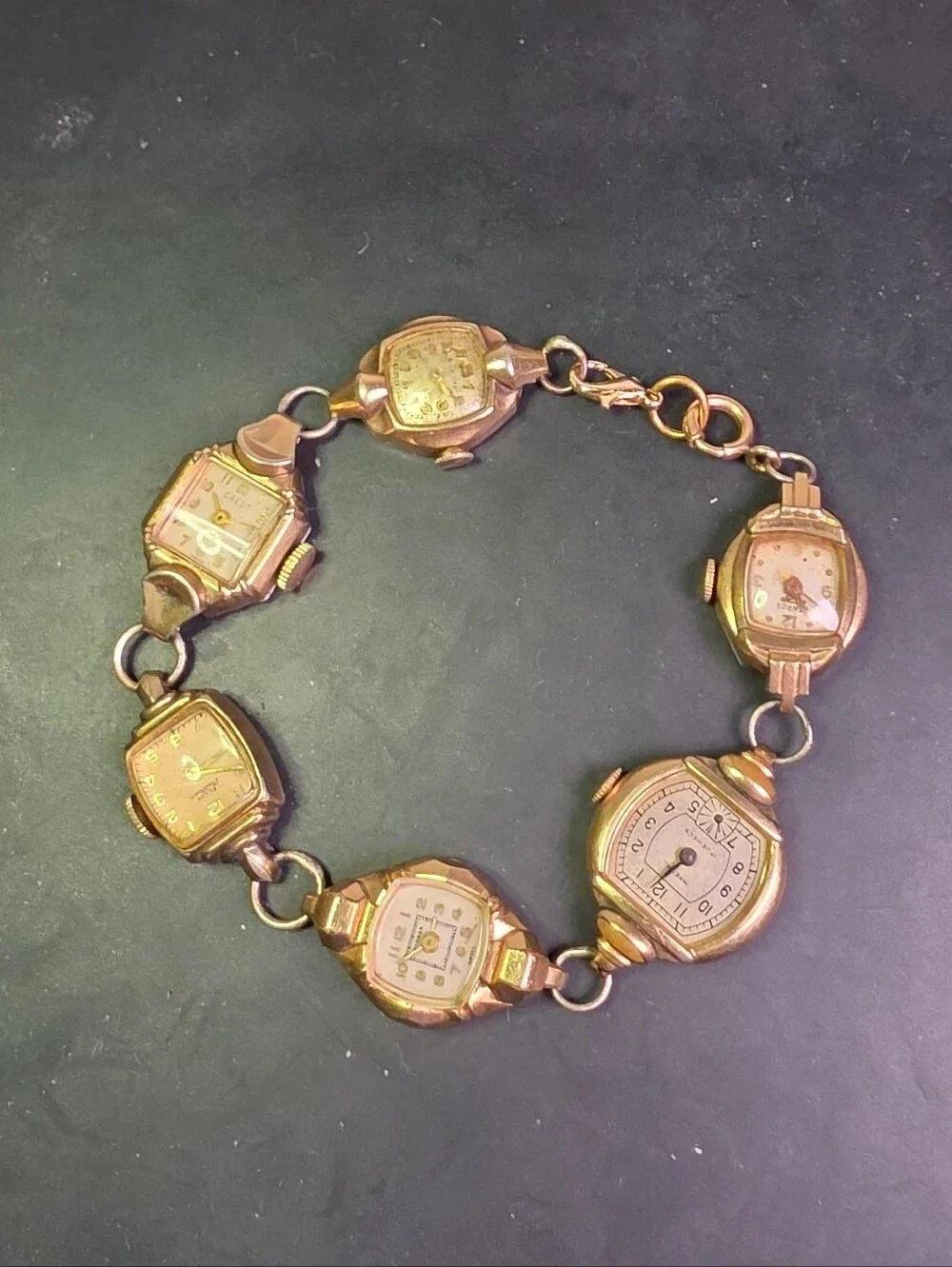 Vintage Women's Gold-Tone Multi-Face Bracelet Watch Faces